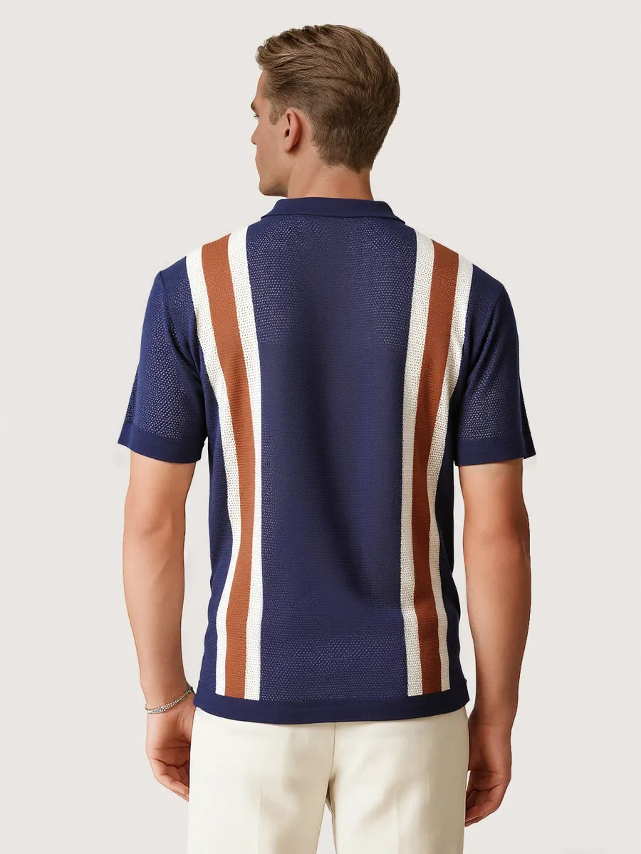 Retro Knit Short Sleeve Polo Shirt
