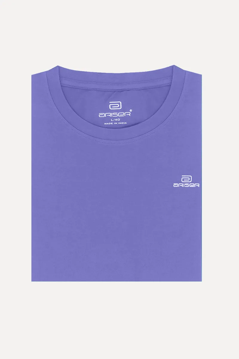 Round Neck - Purple Solid T-Shirts For Men | Ariser