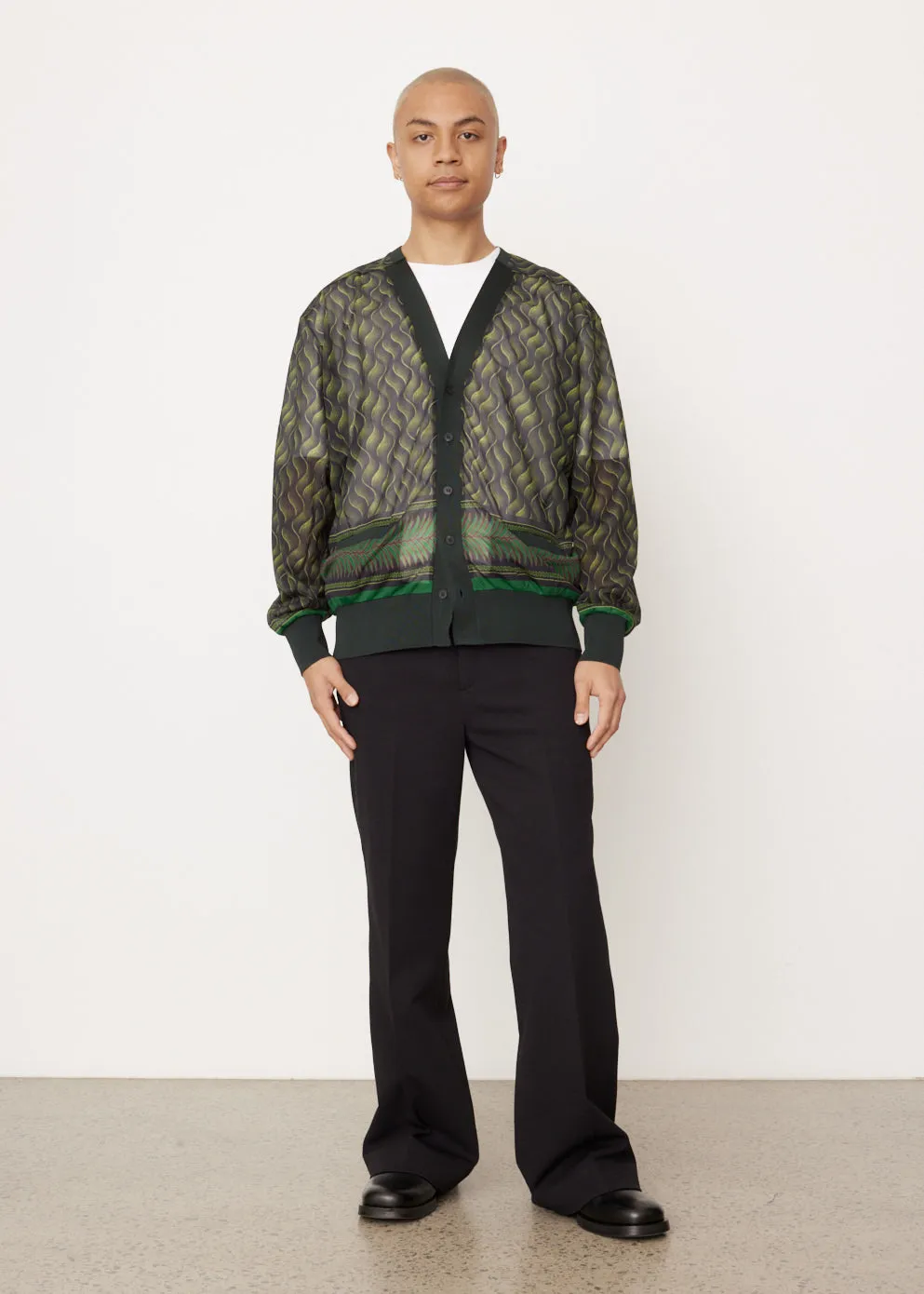 Sheer Jersey Print Cardigan