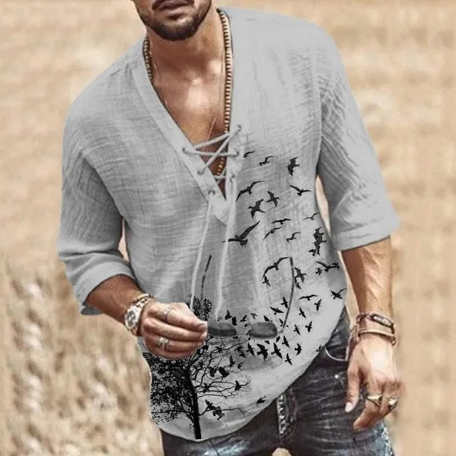 SHUJIN New Mens Spring Summer Casual Shirt Short Sleeve Cotton Linen Shirts Men Loose Collar Button Shirt silk Chemise Homme