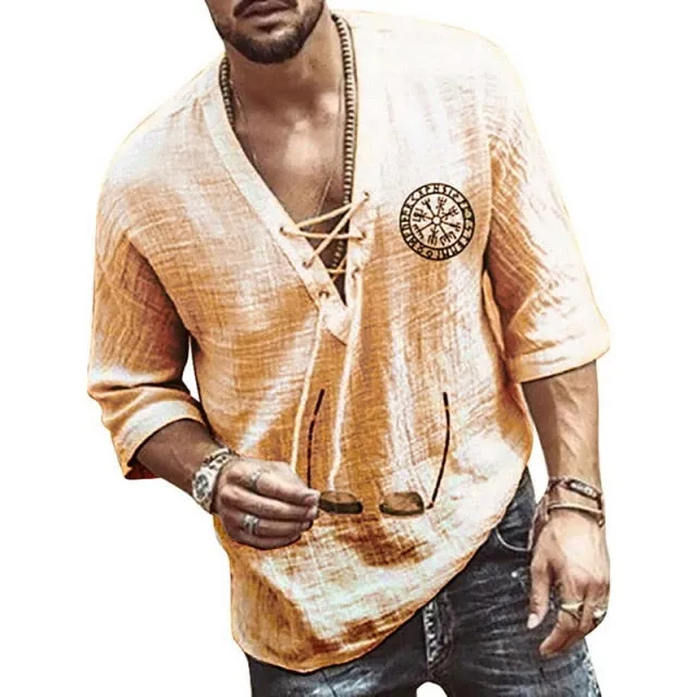 SHUJIN New Mens Spring Summer Casual Shirt Short Sleeve Cotton Linen Shirts Men Loose Collar Button Shirt silk Chemise Homme