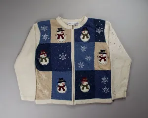Stitched Snowmen-Small Christmas Sweater