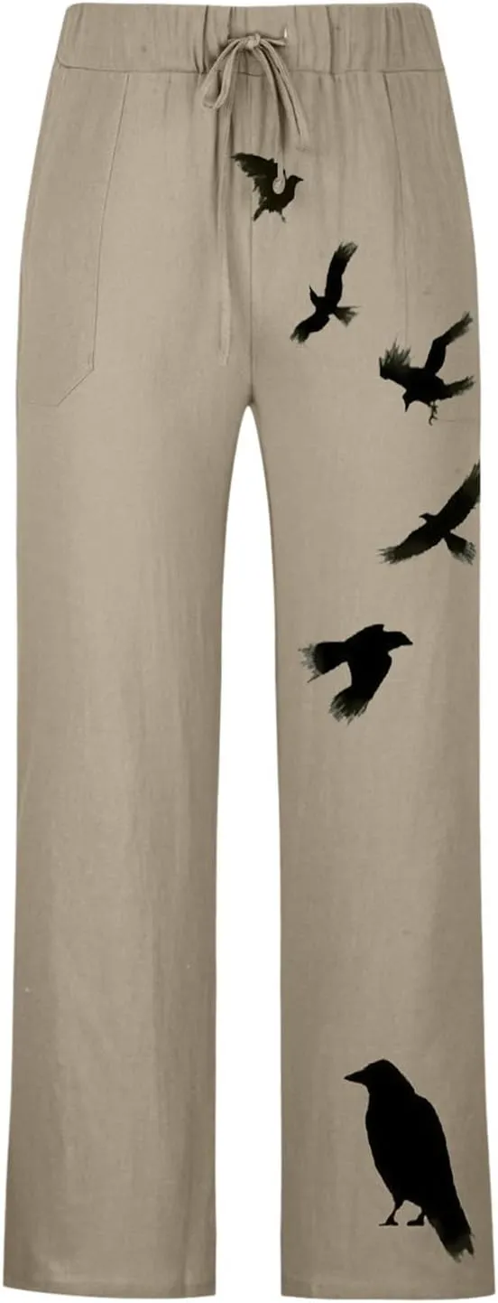 Summer Pants for Men Fashion Tropical Print Pants Elastic Waist Loose Trousers Athletic Joggers Mens Dance Pants