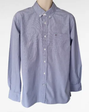 Tommy Hilfiger Men's Blue Check Long Sleeve Oxford Shirt Size 44 16 ½/17