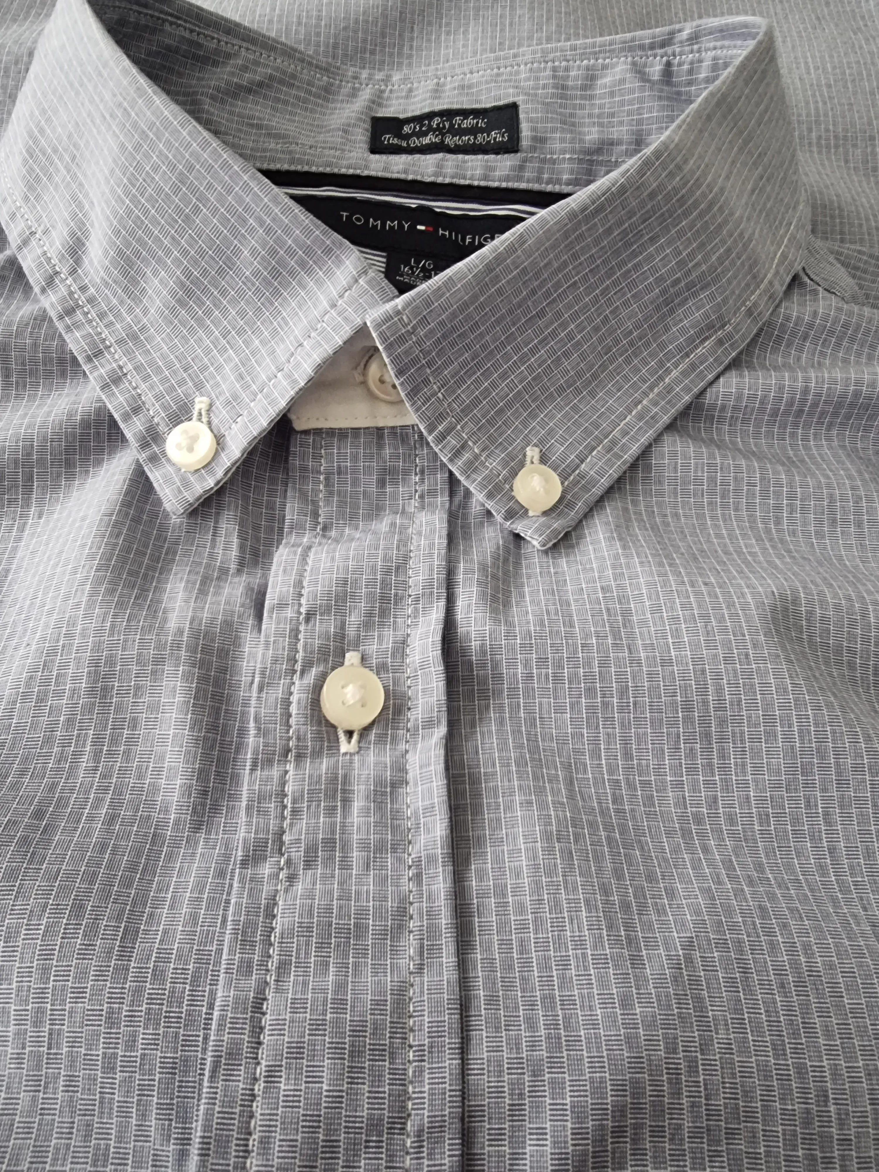 Tommy Hilfiger Men's Blue Check Long Sleeve Oxford Shirt Size 44 16 ½/17