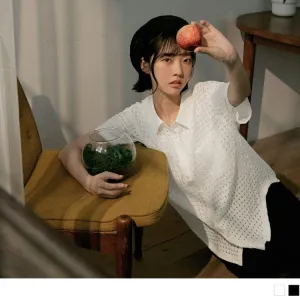 TRANSPARENT HOLLOW OUT CHECKED SHIRTS