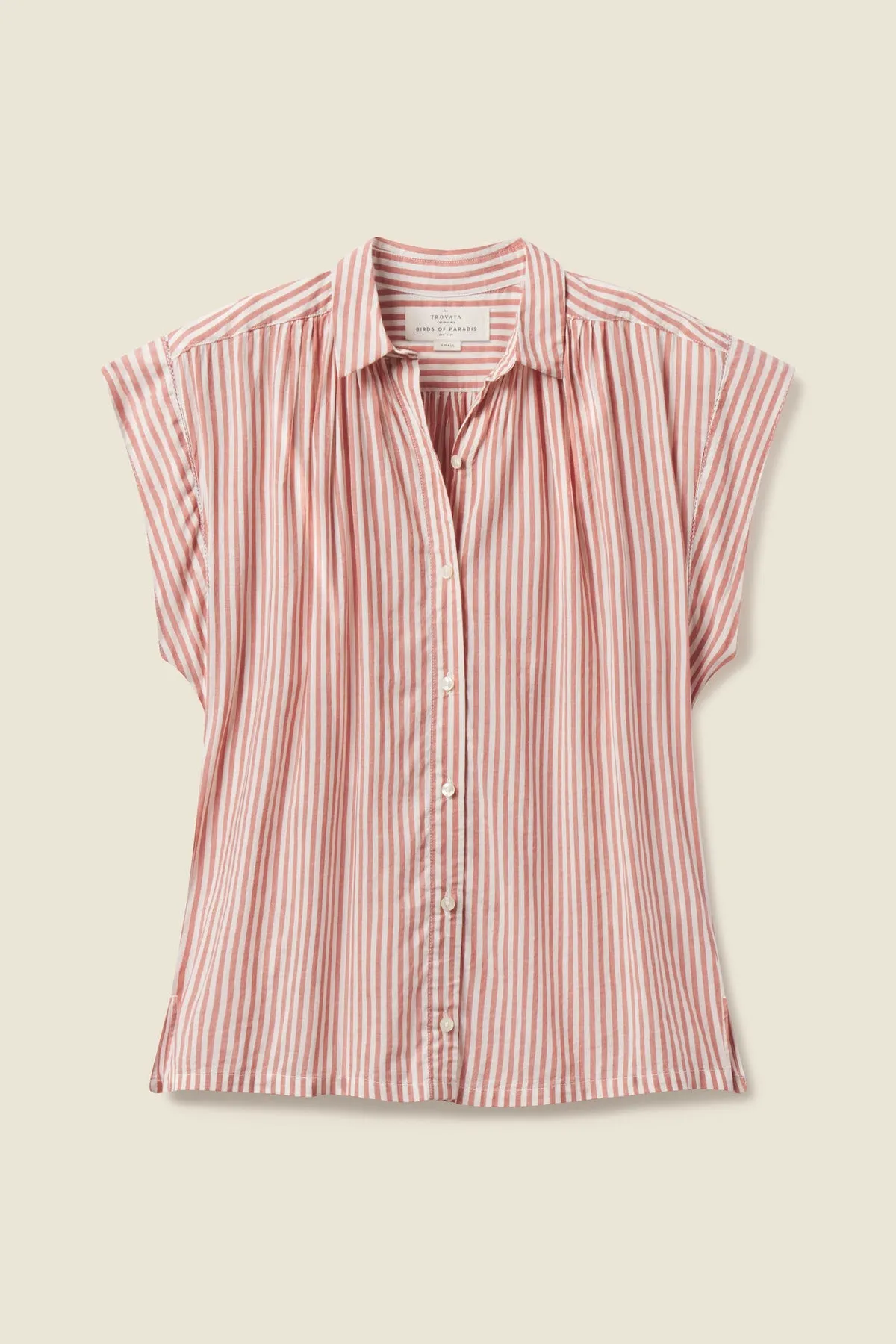 Trovata Della Button Down Short Sleeve Shirt in Brandy Stripe