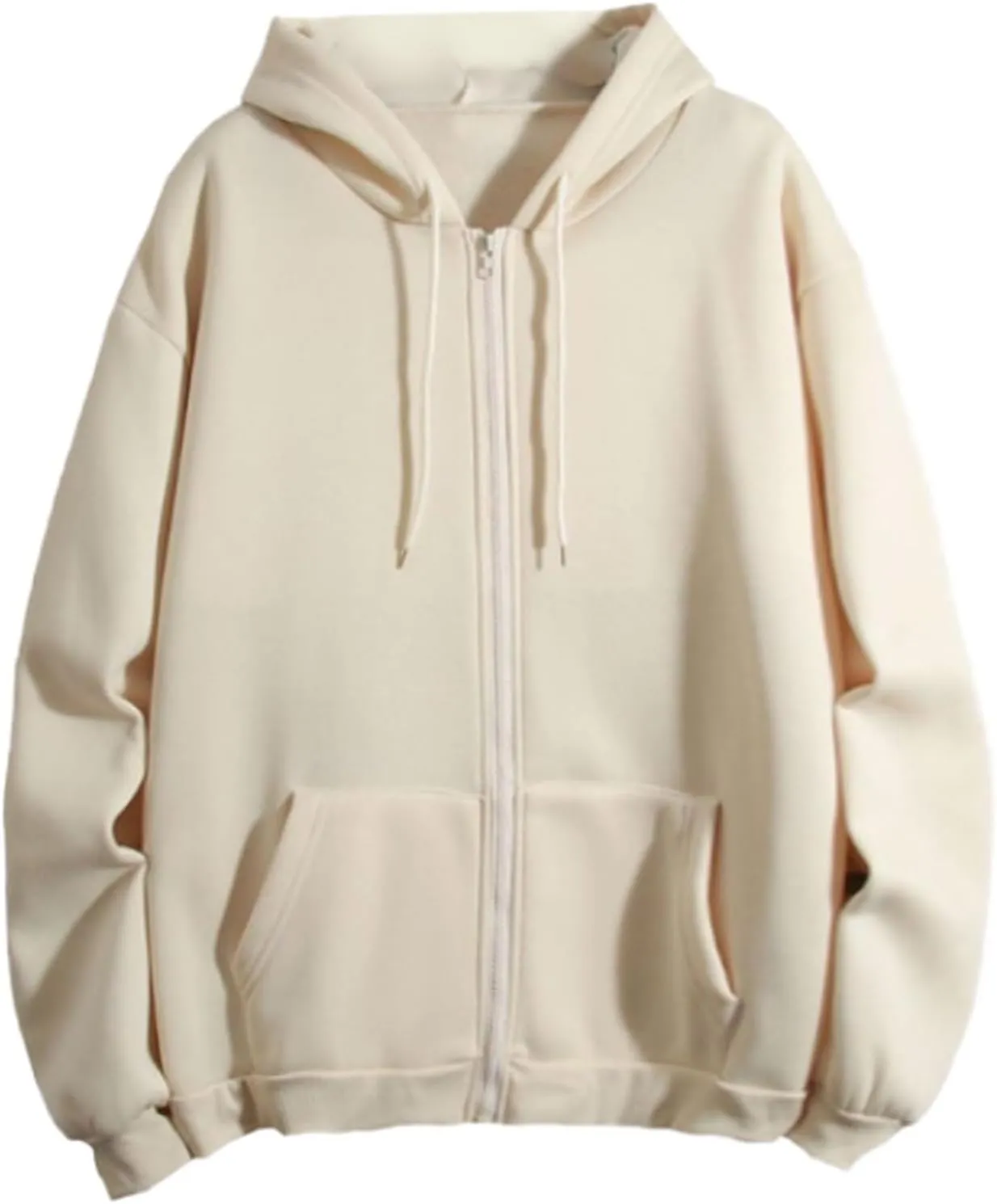 Vickyleb Womens Zip Up Hoodies Fleece Jackets Oversized Sweatshirts Drawstring Solid Fall Fashion 2024 Winter Clothes