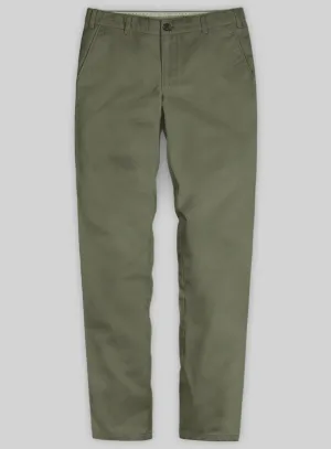 Washed Stretch Summer Olive Green Chino Pants