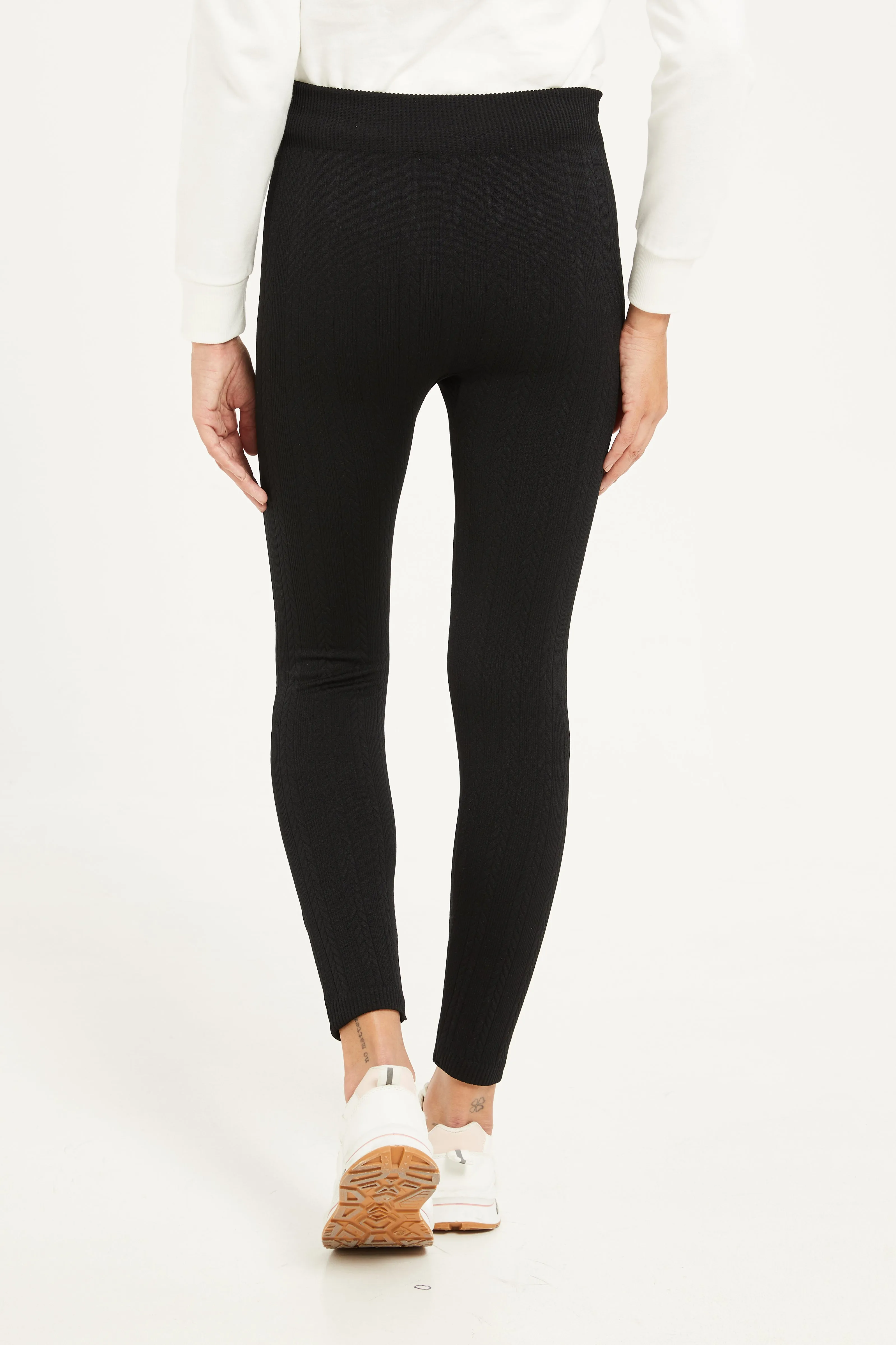 Women Black Jacquard Leggings