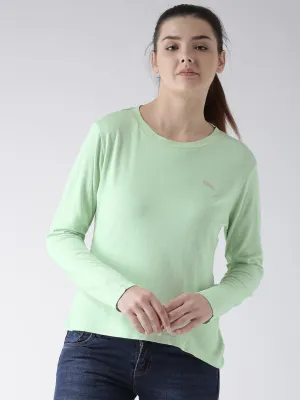 Women Teal Solid Round Neck T-shirt