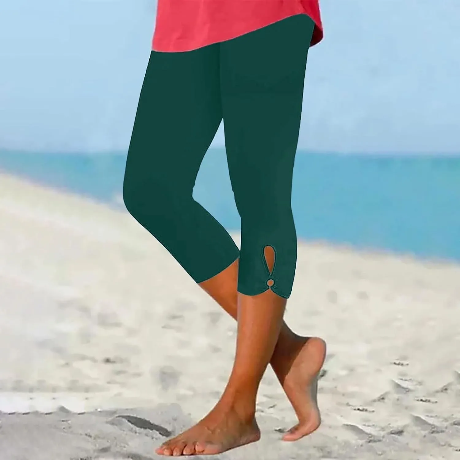Women's Capri Pants High Waist Yoga Pants 2025 Trendy Sweatpants Spring Cropped Pants Stretchy Leggings for Summer