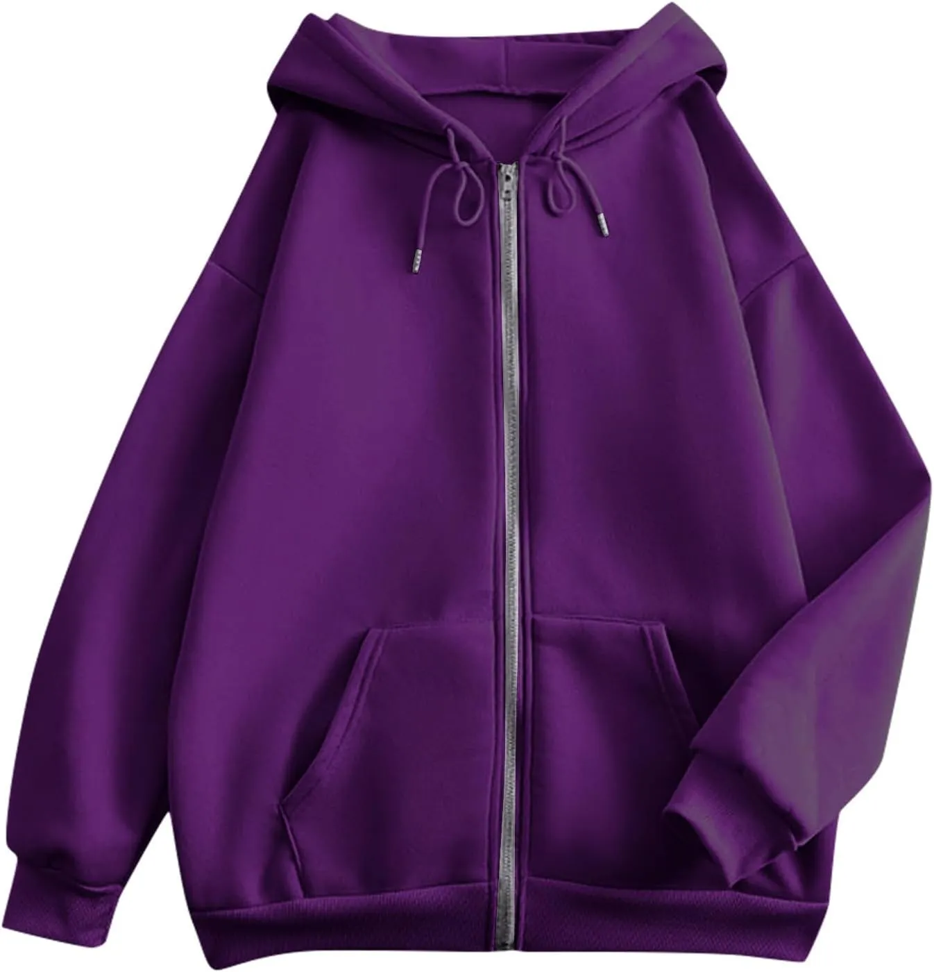 Womens Fashion Long Sleeve Zip Up Hoodies Jackets Casual Plain Fitted Fall Teen Girls Sweatshirt Coats